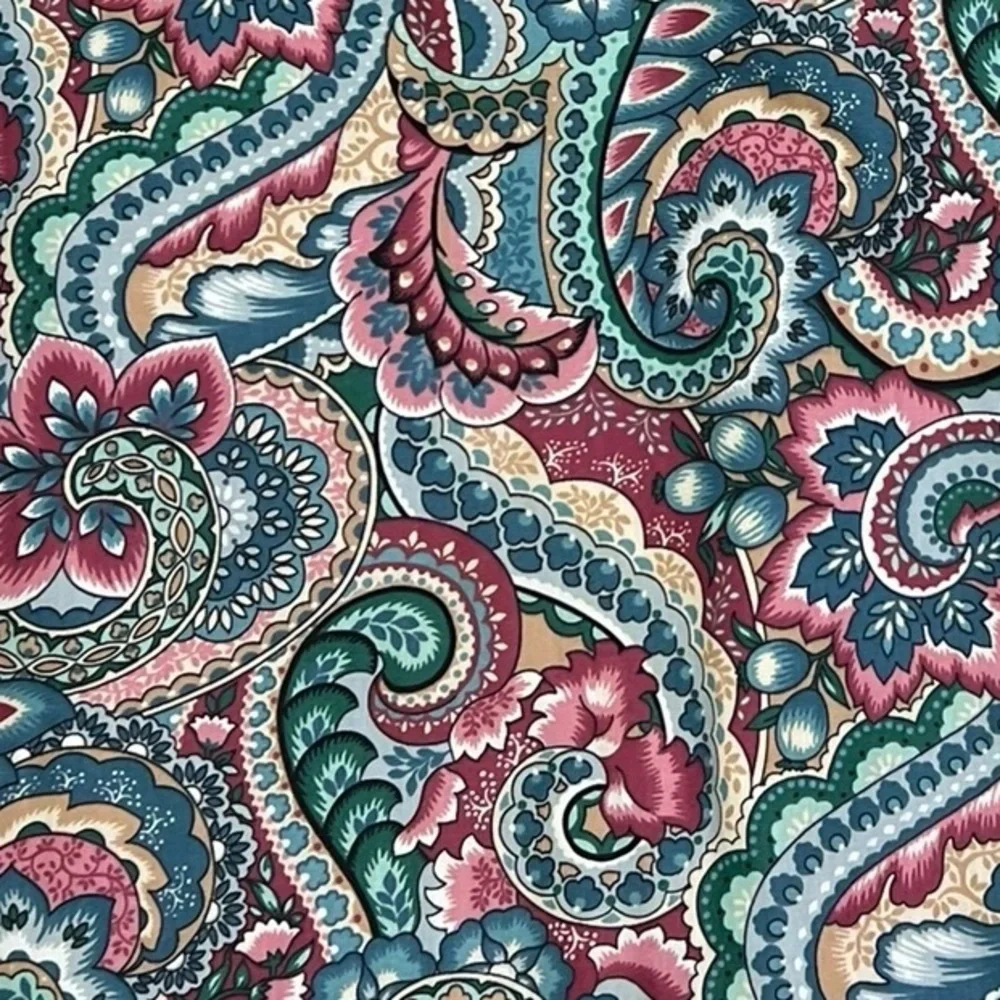 2 Paisley Floral Lined Curtain Panels Pink Blue Pinch Pleat 82” Long